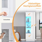 Cabinet, 60x40x180cm High-Gloss Display with LED Lighting, White Acrylic