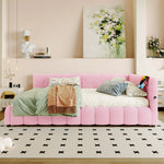 Daybed Sofa Bed 140x200cm Hydraulic Storage LED USB/Type-C - Imitation Fleece Pink