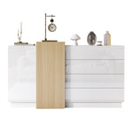 Sideboard Storage Cabinet, High-Gloss Modern Wood-Colored White