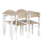 Dining Set 5-Piece Table & 4 Chairs Wood Grain MDF/Metal Grey/White