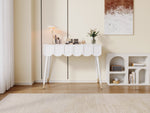 Dressing Vanity Table with 2 Drawers and Metal Legs in White