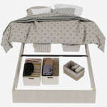 Modern Bed Frame 140x200cm Pneumatic Rod, Beige Dutch Velour