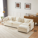 L-Shaped Corner Sofa 3-Seater Upholstered with Footrest, Modern Chenille Fabric