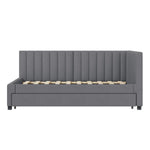 Upholstered Bed 90x200, Pull-Out Multifunctional Sofa Bed with Slatted Frame, Velvet Fabric Gray
