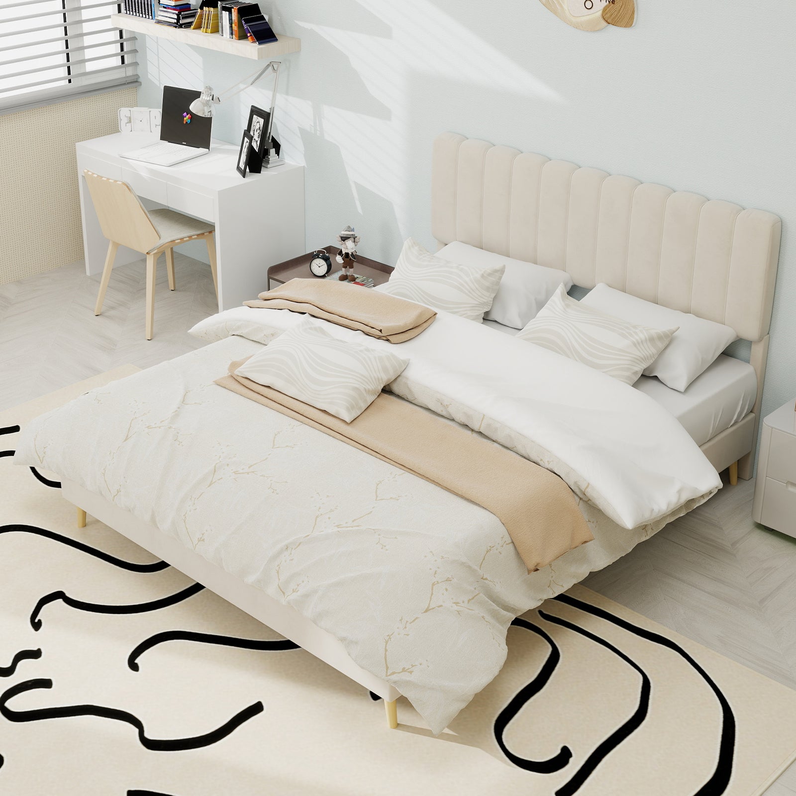 Platform Bed Dutch Fleece Slatted Base