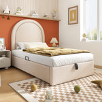 Upholstered Kids Bed, Cosmic Pattern 90x190cm, Beige PU