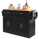 Serving Trolley 120cm Folding Tabletop Casters Wood Legs Black