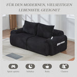 Modular Corduroy Sofa for 2 People, Combinable with Cup Holder and Storage Pocket, Black