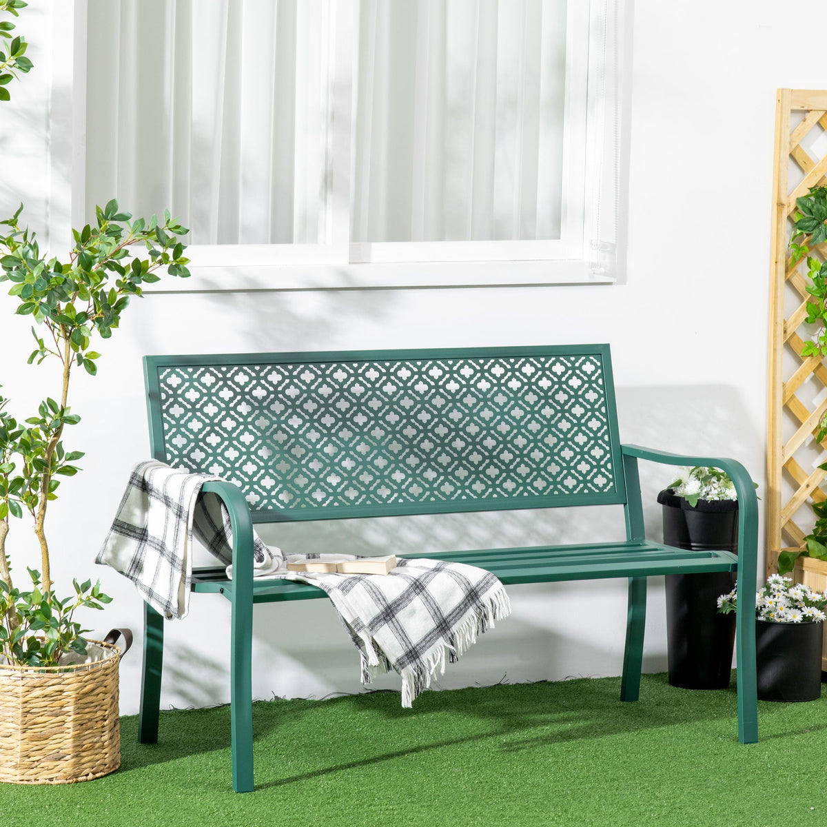 Garden Bench, 280 kg Load Capacity Weatherproof, Dark Green