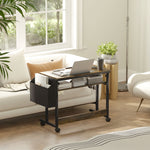 Height-Adjustable Desk, 92 x 40 cm, Tilting, Storage, Rustic Brown Steel