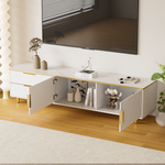 TV Cabinet, Carved Texture with Golden Handles & Feet, Marble