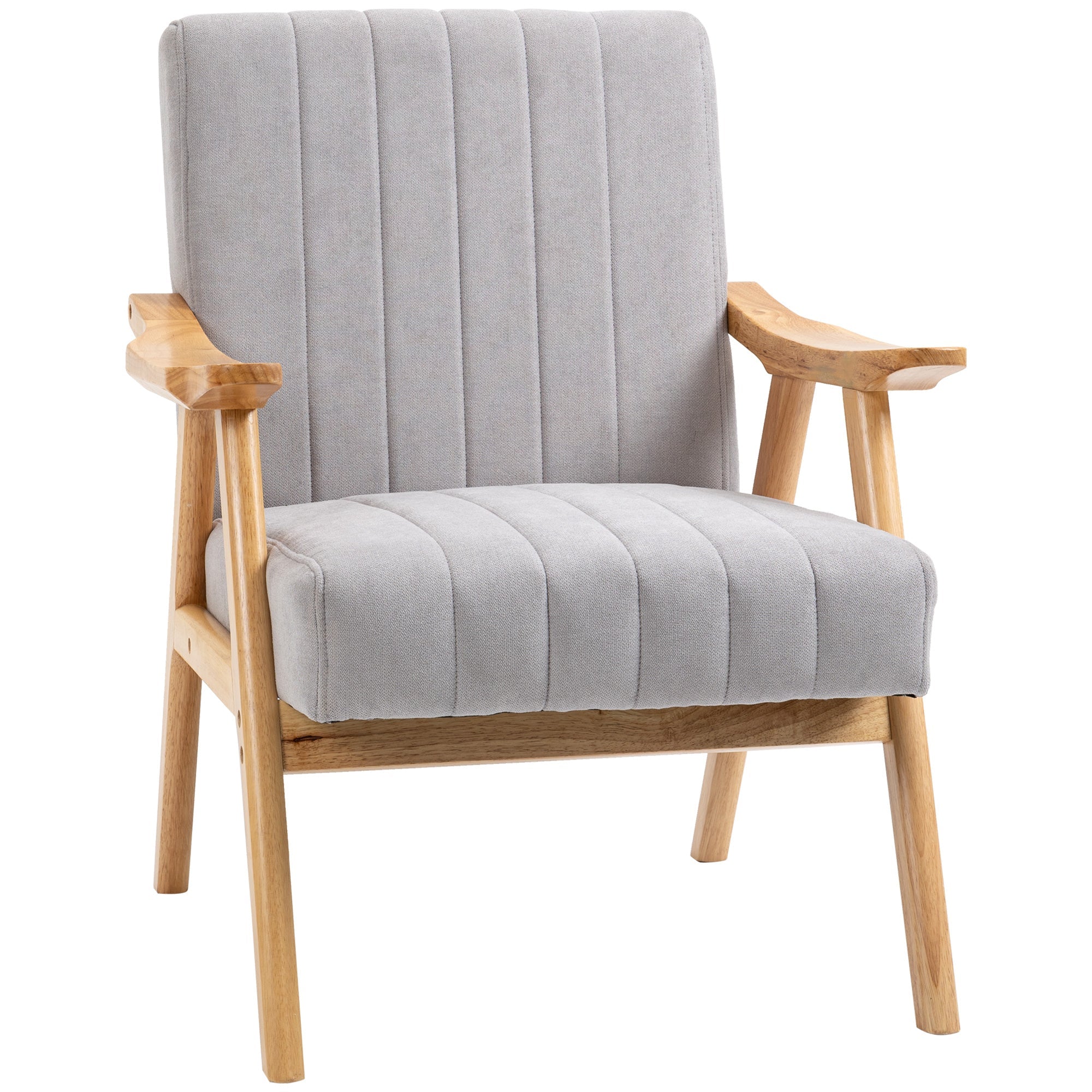 Wing Chair with Armrests, Scandi Design, Light Grey