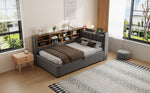 Upholstered Bed/Sofa Bed 90x200cm Multifunctional Hydraulic Storage USB/Type-C Night Light - Dark Grey Velvet