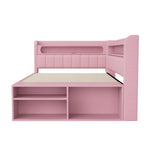 Upholstered Sofa Bed 90x200cm with Drawers & USB, Pink