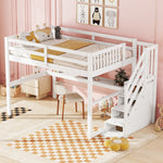 Children's Loft Bed 140x200cm with Storage Drawers & Desk, White