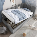 Daybed, Upholstered Sofa Bed with Hydraulic Storage, 90x190 cm, Velvet Gray