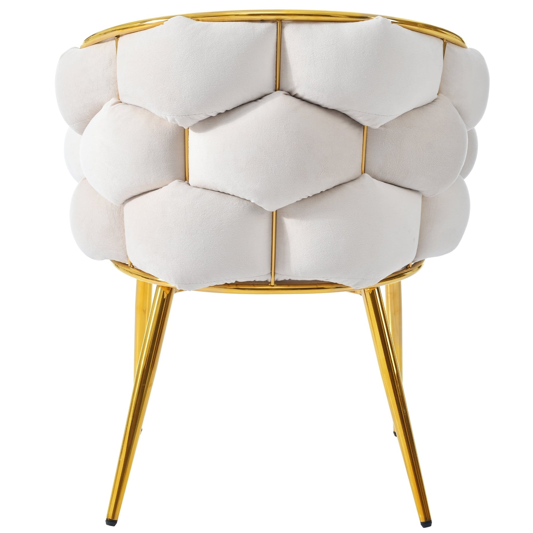 Luxurious Velvet Chairs Set of 2 Modern Ergonomic Gold-Plated Iron Legs Beige