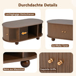 Coffee Table, 100 x 50 x 40 cm, Storage with Sliding Doors, Walnut