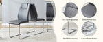 Scandinavian Dining Chairs Set of 4 Mesh Back Metal Legs - Dark Grey PU Leather