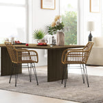 Set of 2 Kitchen Chairs Boho Style PE Rattan - Natural/Black