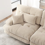 Cloud Corner Sofa, Double with Lumbar & Decorative Cushions, Chenille Light Brown