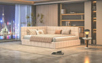 Upholstered Bed Sofa Bed 160x200 Multifunctional Slatted Frame Velvet Beige