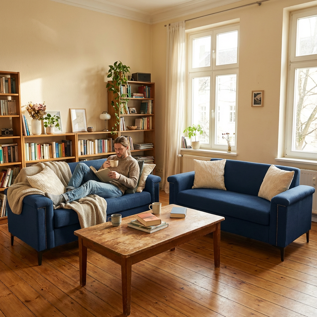 Sofa Set 2-Seater 172cm Space-Saving 2-Piece - Fabric