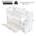 Bunk Bed for Kids with Pull-Out Bed and Storage Stairs, White
