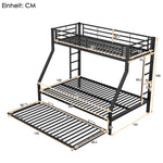 Bunk Bed Metal Pull-out Bed Ladder 90(140)x200cm - Black