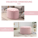 Upholstered Bench with Storage, Oval Shape, Velvet Polyester