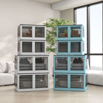 Storage Box 69L Stackable Foldable Wheels 5-Sided Access, White
