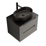 Floating Bathroom Vanity Unit with Oval Sink and Sintered Stone Top, Dark Grey