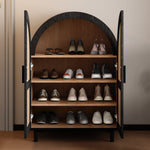 Elegant Sideboard/Shoe Cabinet, Rounded Exterior, Rattan Doors, 3 Shelves