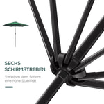 Folding Parasol Garden Market Umbrella Hand Crank Aluminum Ø2.6m Dark Green Polyester
