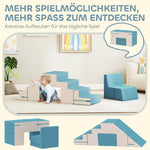 Soft Play Blocks Set, 2-Piece Toddler Climbing Foam, Beige+Blue