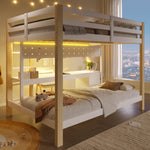 Loft Bed 90x200/140x200 cm with Desk & Drawers, Pine Wood