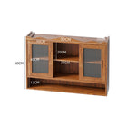 Retro Sliding Cabinet 90CM 2 Door 3-Layer Storage for Bathroom Kitchen Dining, Brown