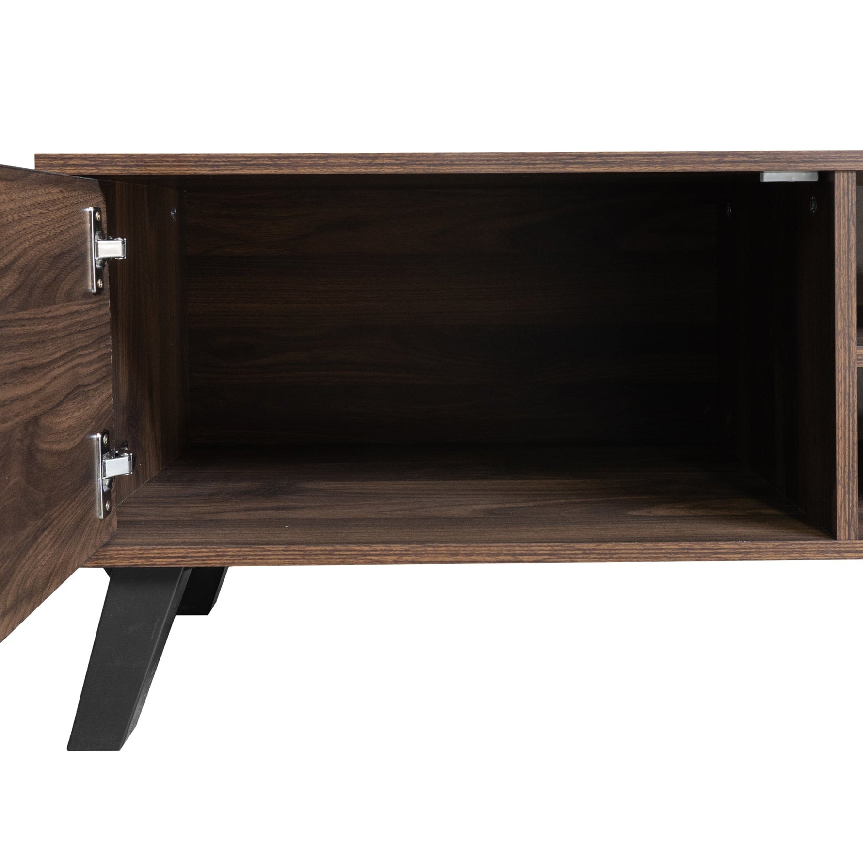 Modern TV Cabinet 2 Doors 2 Open Compartments 160.5cm - Dark Wood Grain