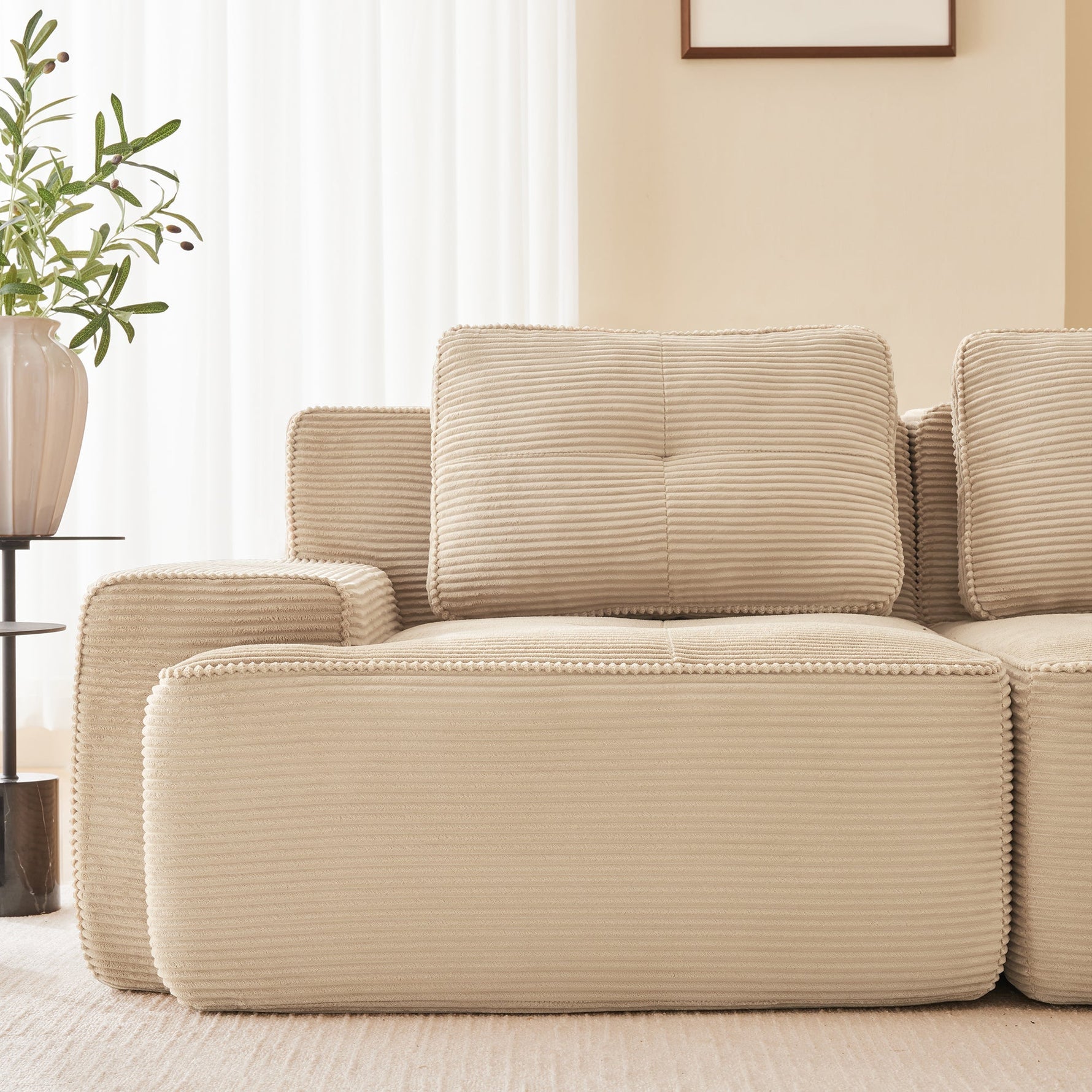 Cloud Modular Sofa U-Shaped Ottoman 2-Seater - Corduroy Beige