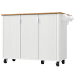 Kitchen Island Trolley Extendable on Wheels Buffet Storage Adjustable Dividers 3 Doors White/Black