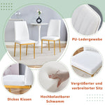 Fashionable Dining Chair 4-Piece Set with Golden Metal Legs, White PU Leather