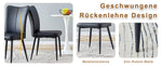 Dining Chair Modern Minimalist PU Leather Back Metal Legs - Black