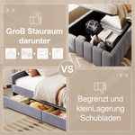 Upholstered Bed with Hydraulic Storage and 90x200cm Base, Grey