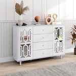 Mirrored Sideboard Crystal Handles 147.5x40x102cm, White