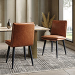 4 Dining Chairs, Set of 4 Modern Style, Double-Layered Cushion, Brown PU