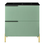 Bathroom Vanity Unit with Ceramic Sink and Storage Drawers, Green