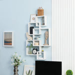 Wall Shelf Floating Board 5 Cubes 9 Compartments Fir Wood White