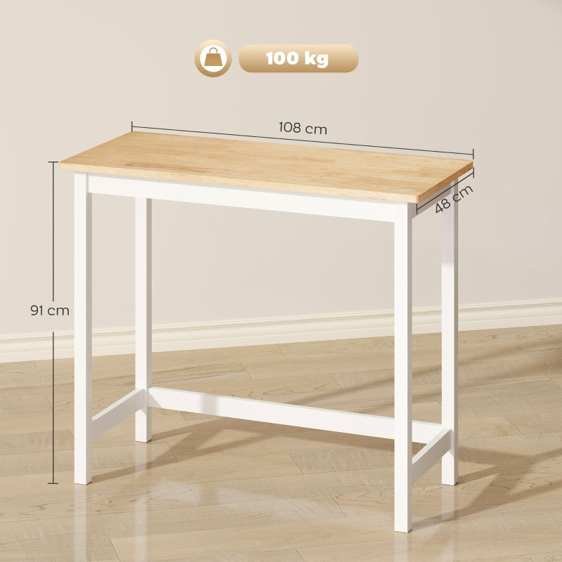 Bar Table, Compact, Seats 2, Oak Look Natural Wood+White