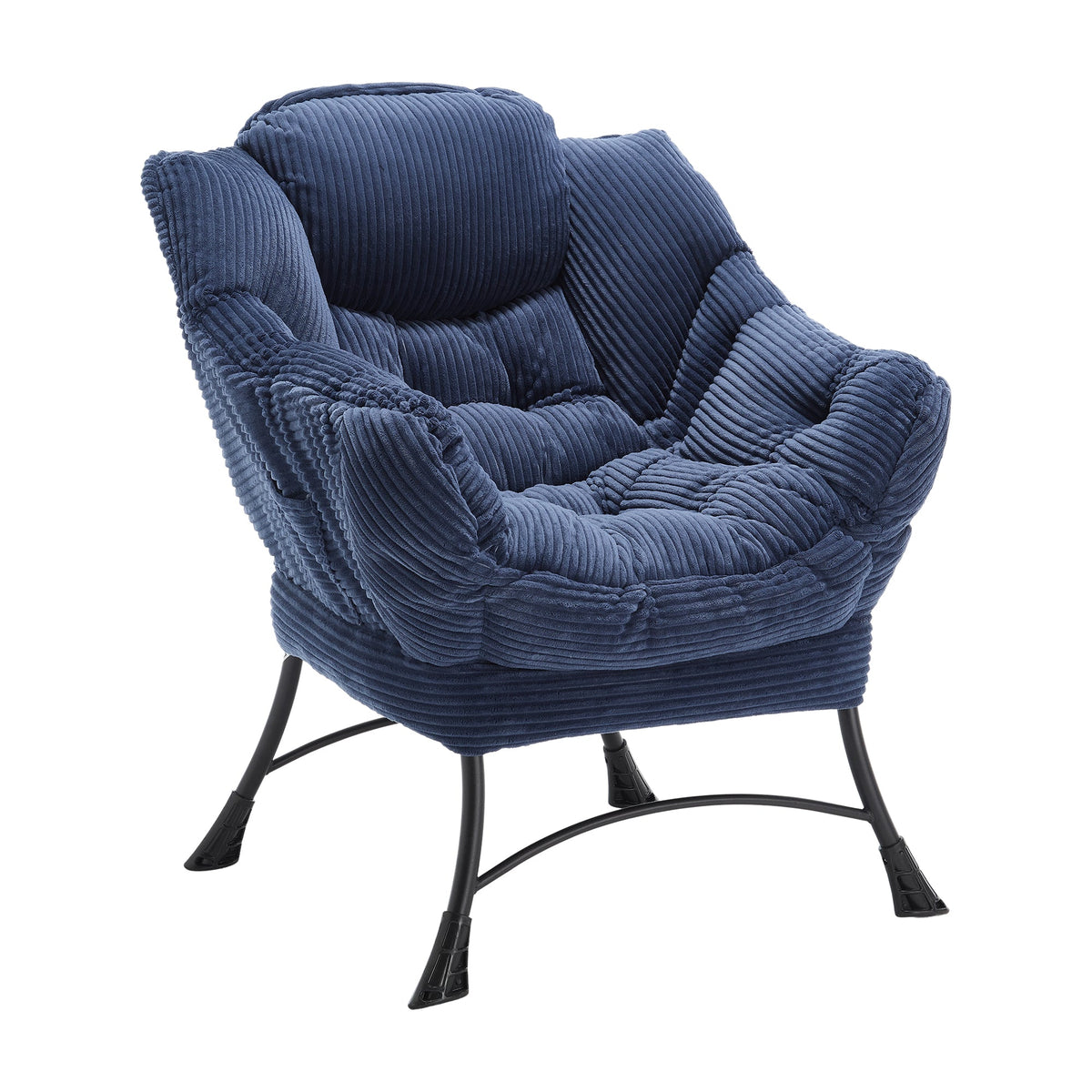 Lazy Chair with Ottoman, Modern Lounge Accent & Reading Chair, Navy Blue