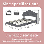 Modern Minimalist Soft Bed 160x200cm with Mattress, Gray